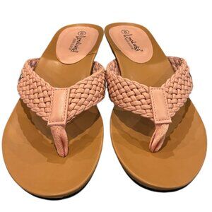 Lena Luisa Braided Flip Flops | Wedge Thong Sandals | Peach NWB | Women’s 8